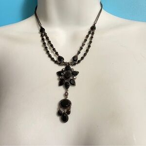 Black Chain Drop Pendant Necklace